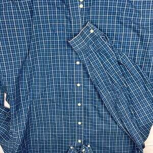 Eddie Bauer Shirt XXXL Blue Plaid Button Down Cotton Wrinkle Resistant Men